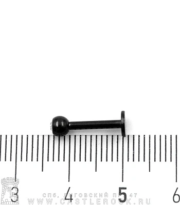 Лабрет Сталь Черный с Шариком со Стразом (прозрачным) 1,6 х 10 х 4