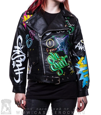 косуха женская к/з оверсайз с росписью 2247 косуха женская к/з оверсайз с росписью 2247