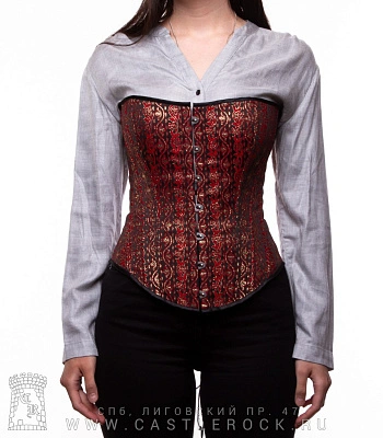 корсет черный с красным орнаментом