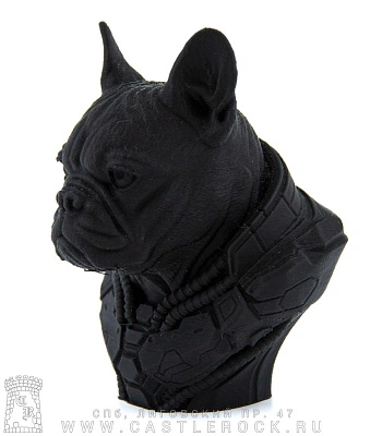 статуэтка бульдог киборг (3d печать, черная)