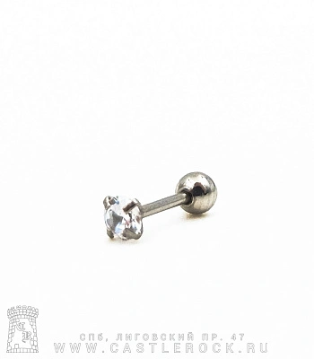 Микроштанга Сталь со Стразом (прозрачным) 0,8 х 6 х 3/3