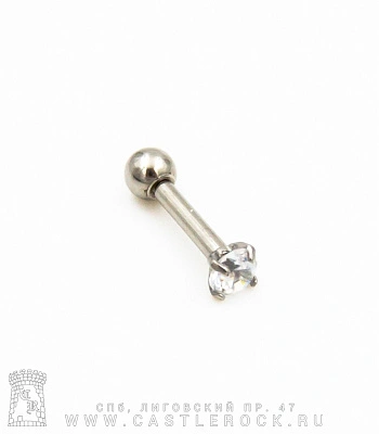 Микроштанга Сталь со Стразом (прозрачным) 1,2 х 6 х 3/3