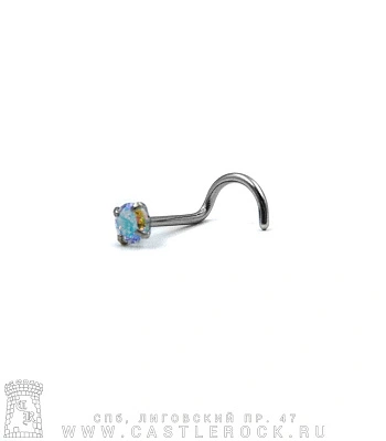 Крючок для носа Сталь со Стразом (перламутровым) 0,8 х 6,5 х 3