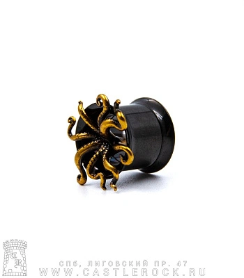 Плаг Сталь Тонкостенный Черный Кракен (с внутренней резьбой) 10 мм