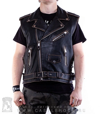 жилет кожаный косуха castle rock st-petersburg с тиснением (искусственное старение)