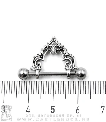 Штанга Сталь Диадема (страз прозрачный) 1,6 х 19 х 5/5