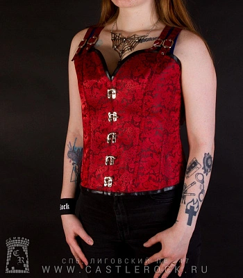 корсет с крючками и ремешками (красный)