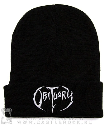 шапка с отворотом и вышивкой obituary