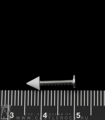 Лабрет Сталь с Акриловым Шипом (белым) 1,6 х 10 х 4