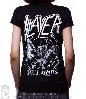 женская футболка slayer "hell awaits"