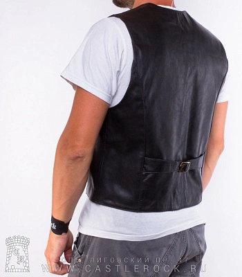 жилет кожаный классический на пуговицах (с карманами)