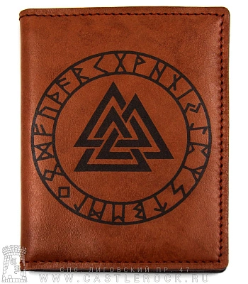 обложка для автодокументов валькнут в руническом круге (ручная работа)