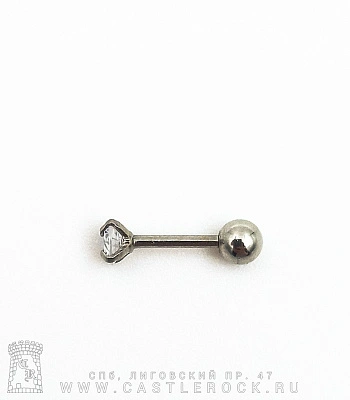 Микроштанга Сталь со Стразом (прозрачным) 0,8 х 6 х 3/3