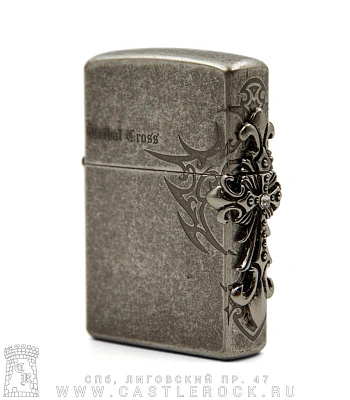 зажигалка фирменная крест "tribal cross" (сбоку, страз)