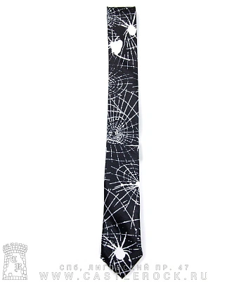галстук пауки и паутина (ч/б, узкий)