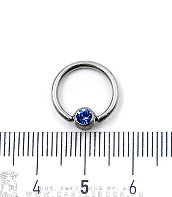 Кольцо BCR Сталь с Шариком со Стразом (синим) 1,6 х 11 х 5