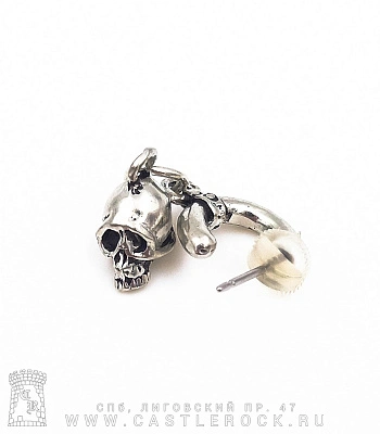 серьга alchemy gothic (алхимия готик) e202 skull