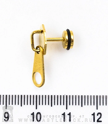 Обманка Плага Сталь Золотистая Застежка Бегунок (с резинкой) 1,2 х 6 х 6/21
