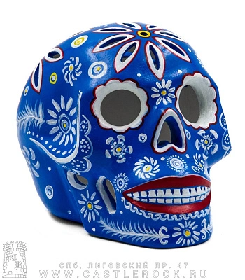 статуэтка череп расписной santa muerte (синий)