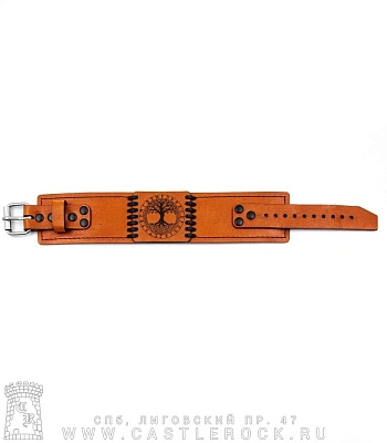 браслет кожаный с гравировкой древо жизни иггдрасиль в руническом круге