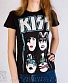 женская футболка kiss (группа, молнии)