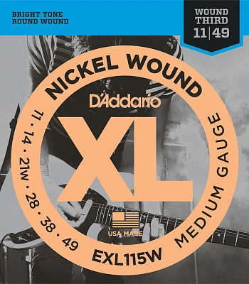 струны d'addario никелированные для электрогитары exl115w