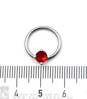 Кольцо BCR Сталь со Стразом (красным) 1,6 х 13 х 7