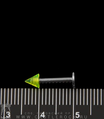 Лабрет Сталь с Акриловым Шипом (желтым) 1,6 х 10 х 4