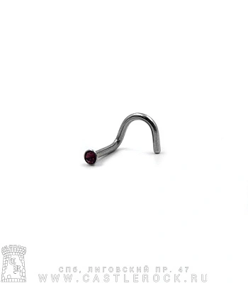 Крючок для носа Сталь со Стразом (фиолетовым) 1 х 6-8 х 2