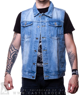 жилет джинсовый голубой (потертый) e308#