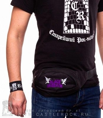 сумка на пояс с вышивкой black sabbath