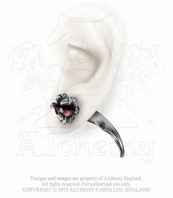 серьга alchemy gothic (алхимия готик) e325 dragon orb claw
