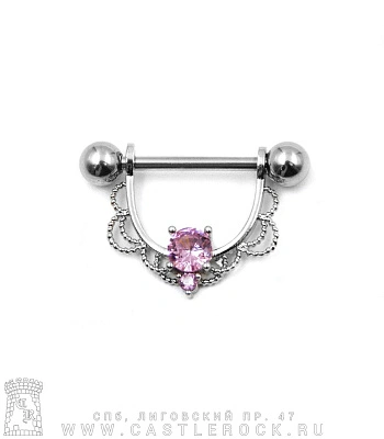 Штанга Сталь Кружево (стразы розовые) 1,6 х 16 х 5/5