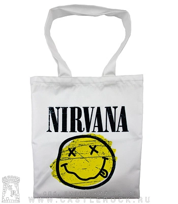 сумка шоппер nirvana (смайл, белая)