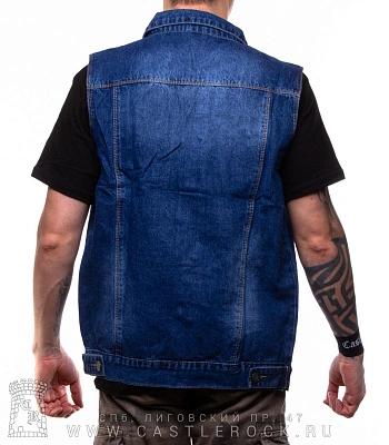 жилет джинсовый синий (прострочка узкая) 7072#
