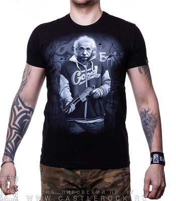 футболка albert einstein эйнштейн с ружьем (светится)