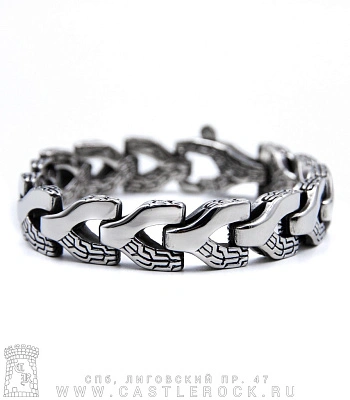 браслет стальной звенья плоские (орнамент, 14 мм)
