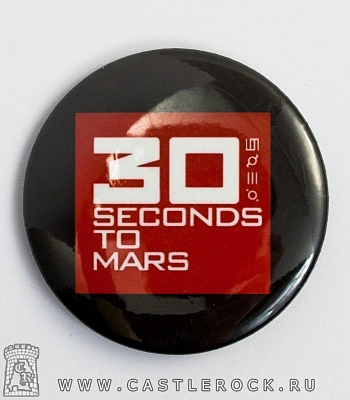значок 30 seconds to mars (лого, черно-красный)