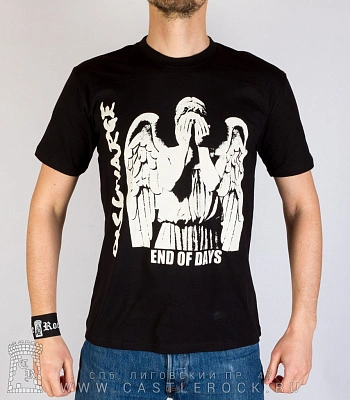 футболка discharge "end of days" (плачущий ангел, ч/б)
