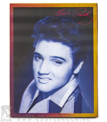 магнит прямоугольный 3d elvis presley (ч/б, голограмма)