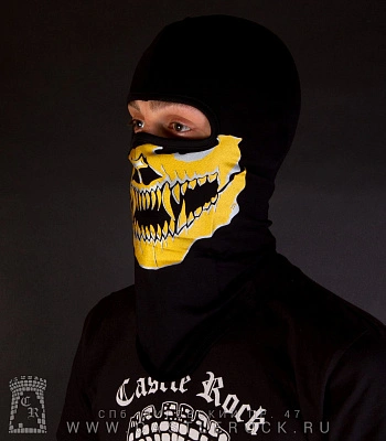 шапка балаклава челюсть с клыками (желтая)