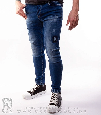 джинсы синие темные (потертые, с отпечатками)
