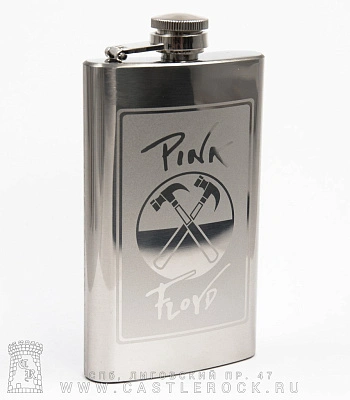 фляга стальная с гравировкой pink floyd "the wall" (молотки) 10 oz