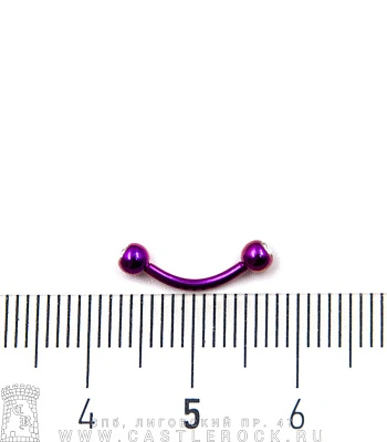 Микробанан Сталь Фиолетовый с Шариками со Стразами (прозрачными) 1,2 х 8 х 3/3