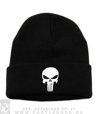 шапка с отворотом и вышивкой punisher каратель