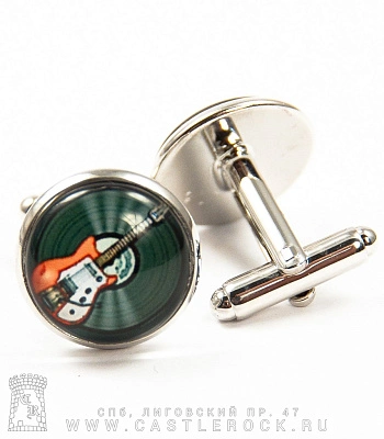 запонки гитара и виниловая пластинка