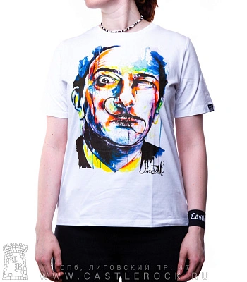 женская футболка сальвадор дали (белая, прямая, светится)
