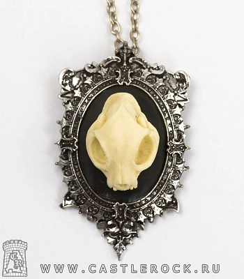 подвес-брошь restyle pol33 череп кошачий (белый, камея)
