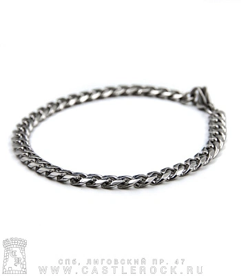 браслет стальной цепь панцирная (звенья усеченные, 6 мм, длинный)