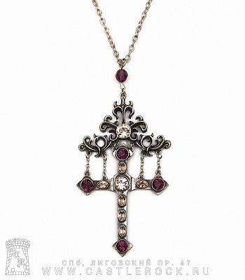 подвес alchemy gothic (алхимия готик) p566 the hanging cross of pressburg (камни розовые)